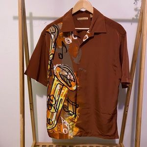 brown saxophone button down